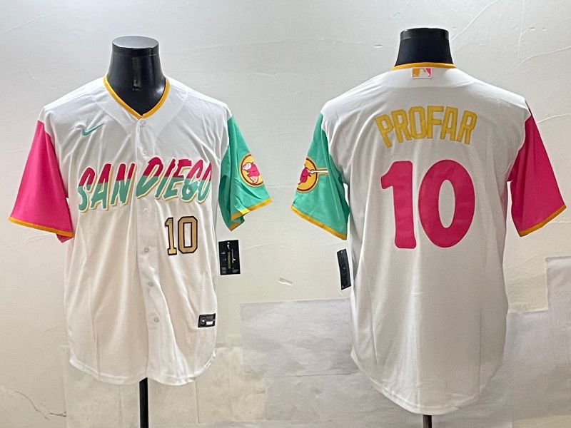 Men San Diego Padres #10 Profar White City Edition 2025 Nike MLB Jersey style 4